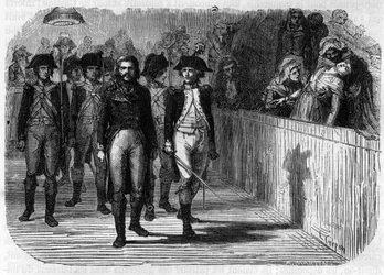 Adam Philippe de Custine (1740-1793) général français devant le tribunal révolutionnaire en 1793 - Gravure dans « Histoire des Girondins » par Alphonse de Lamartine (1790-1869) 1865-1866 - Collection privée