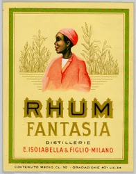 Publicité pour le rhum Fantasia, plantation de canne à sucre (début du XXe siècle)