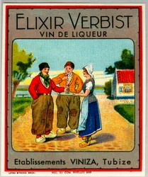 Publicité pour la liqueur Elixir verbist