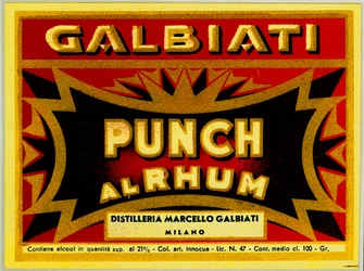 Publicité pour le punch au rhum Marcello Galbiati (chromolithographie)