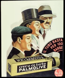 Affiche publicitaire pour la crème à raser Palmolive 1936