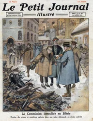 Après la guerre : Soulèvement en Haute-Silésie entre les communautés allemande et polonaise. La Commission interalliée intervient en Silésie et retire les armes des usines allemandes. Illustration tirée de « Le petit journal »