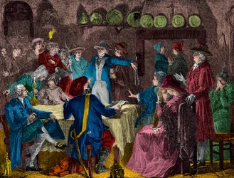 Arrestation du roi Louis XVI et de la famille royale à Varennes en 1791, Gravure, Collection privée