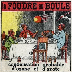 Électricité atmosphérique : foudre en boule. Illustration anonyme de 1925. Collection privée.