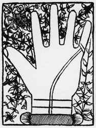 Chiromancie - Double ligne mercurienne - Gravure de 1545 dans « L