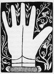 Chiromancie - Ligne Saturnienne - gravure de 1545 dans « L