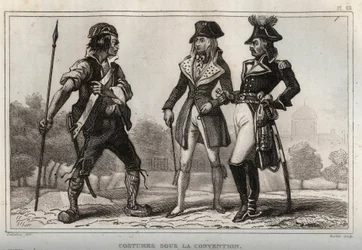 Costumes sous la Convention. Gravure de 1859 dans « Le Monde. Histoire de tous les peuples depuis les temps les plus reculés jusqu