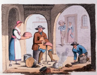 Métiers : le chaudronnier. Gravure du 19ème siècle Collection privée