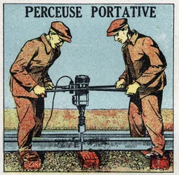 Outils électriques: perceuse portative. Illustration anonyme de 1925. Collection privée.