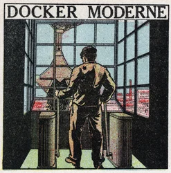 Outils électriques : docker moderne (années 1920). Illustration anonyme de 1925. Collection privée.