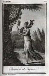 Érigo et Bacchus, gravure de 1819 dans « Lettres à Émilie sur la mythologie » par Charles Albert Demoustier (1760-1801). Collection privée