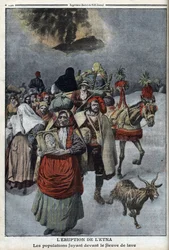 Éruption du mont Etna, illustration tirée de « Le Petit Journal », supplément illustré
