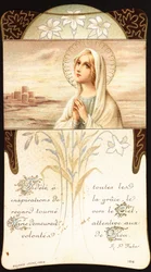 Fidèle à toutes les inspirations de la grâce, le regard tourné vers le ciel, Marie est restée attentive aux désirs de Dieu Image pieuse. 20ème siècle