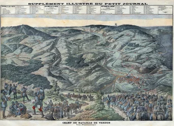 Première Guerre mondiale 1914-1918. Vue générale du champ de bataille de Verdun du 21 février au 19 décembre