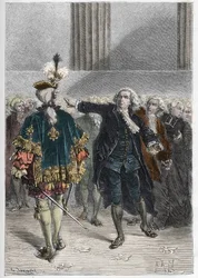 Révolution française - réunion des états généraux le 23/06/1789 : Honoré Gabriel Riqueti, Comte de Mirabeau (1749-1791) apostrophant Henri Evrard, Marquis de Dreux-Brézé (1762-1829) - États généraux à Versailles