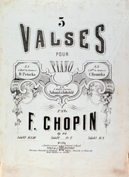 Frontispice de la partition pour « 3 valses pour piano » de Frédéric Chopin (1810-1849) XIXe siècle Collection privée