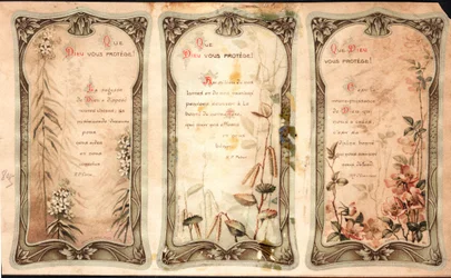 Dieu vous protège. Prières. Image pieuse. Carte postale. Début du 20e siècle. Collection privée
