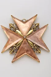 Grand-Duché de Toscane - Ordre de Saint-Étienne: croix de prieur ou bailli - avers - Modèle du 17ème siècle - Bronze doré, cuivre et cristal taillé - D: 9,7 cm; poids: 70 g - Collection privée