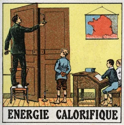Énergie thermique : un professeur dans une salle de classe tient une bougie près d