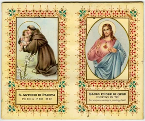 Image pieuse : Saint Antoine de Padoue et Jésus avec le Sacré-Cœur