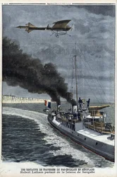 Hubert Latham (1883-1912), aviateur français, quittant Sangatte dans un monoplan 