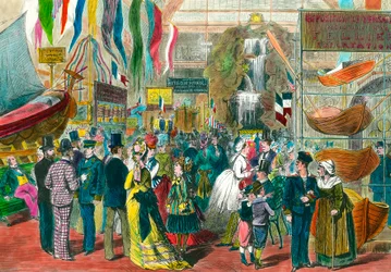 Exposition maritime internationale à Paris. Gravure du XIXe siècle.