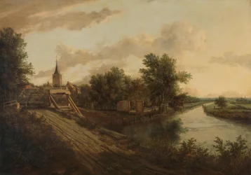 Paysage avec pont roulant