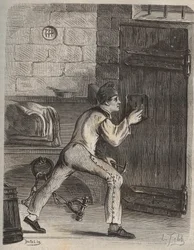 Le forçat Blouet - Gravure dans « Histoire des bagnes depuis leur création à nos jours » (1877) par Pierre Zaccone (1817-1895)