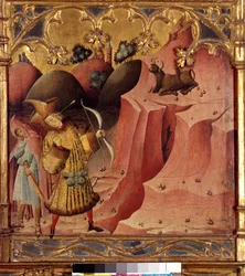 Légende de Saint Michel : Sur le mont Gargan en Pouilles, un taureau égaré est retrouvé par un habitant de Siponte