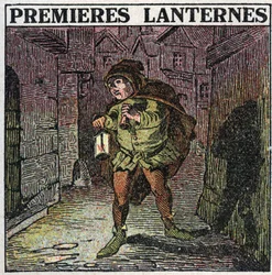 Sources de lumière : les premières lanternes au début du Moyen Âge. Illustration anonyme de 1925. Collection privée.