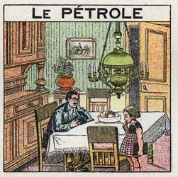 Sources de lumière : utilisation de la lampe à huile. Illustration anonyme de 1925. Collection privée.