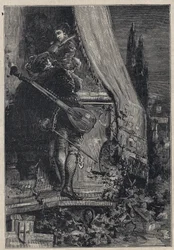 Lucrezia Borgia et Don Gaspare Aversa, comte de Procida - gravure de 