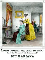 Salon de beauté de Madame Mariana affiche publicitaire du 19ème siècle Collection privée