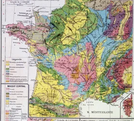 Carte de France : France géologique - dans "Atlas scolaire"