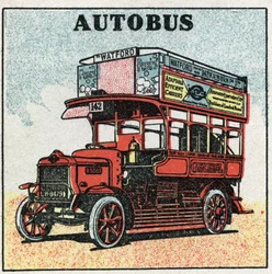 Traction mécanique : bus. Illustration anonyme de 1925. Collection privée
