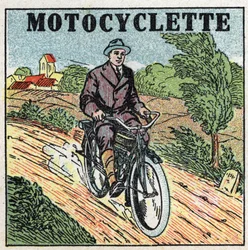 Traction mécanique: motocyclette. Illustration anonyme de 1925. Collection privée.