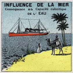 Météorologie : influence de la mer sur le climat. Illustration anonyme de 1925. Collection privée.