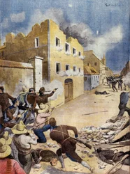 Révolution mexicaine : Marines américains combattant à Vera-Cruz, avril 1914. Illustration dans « L