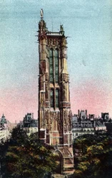 Paris : la Tour Saint-Jacques réalisée en 1523. Photographie de 1920 dans « Album Artistique » de la ville de Paris. Collection privée.