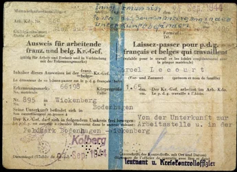 Laissez-passer de la Seconde Guerre mondiale, « Laissez-passer » pour les dirigeants français et belges qui travaillent, 25/9/1944.