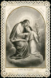 Image pieuse : Jésus recevant les âmes des fidèles (gravure)