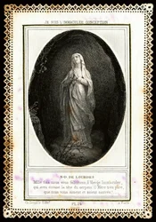 Image pieuse : « Notre Dame de Lourdes ». Carte dentelée. 19e siècle. Collection privée