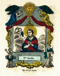 Image pieuse : Sainte Agnès. Gravure du XIXe siècle
