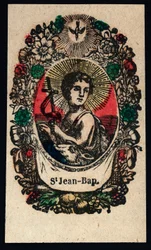 Image pieuse : Saint Jean-Baptiste. Gravure du 19ème siècle Collection privée