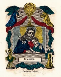 Image pieuse : Saint Joseph. Gravure du 19ème siècle Collection privée