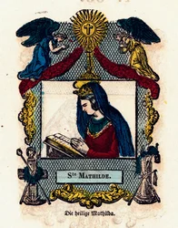 Image pieuse : Sainte Mathilde. Gravure du 19e siècle. Collection privée