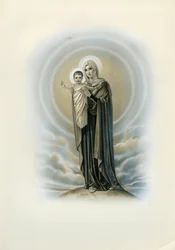 Image pieuse : Vierge et enfant (gravure)