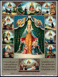 Image pieuse : "Vierge du Mont Berico de Vicenza" (détails en ex-voto, carte du début du XXe siècle)