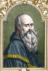 Portrait de Bernardino de Scapis dit Bernardino Luini (1481-1532) peintre italien. Gravure de 1859 dans « les galeries d