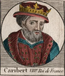 Portrait de Caribert, roi des Francs (561-567) - Caribert ou Charibert (d.567) roi des Francs - gravure de « Instruction sur l